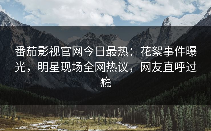 番茄影视官网今日最热：花絮事件曝光，明星现场全网热议，网友直呼过瘾