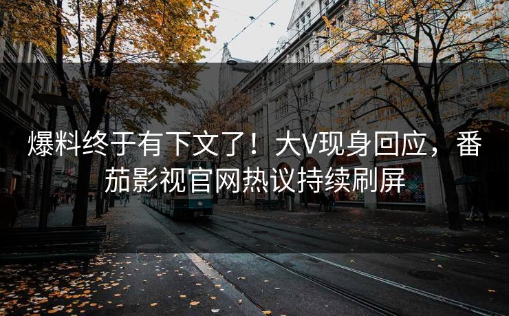 爆料终于有下文了！大V现身回应，番茄影视官网热议持续刷屏
