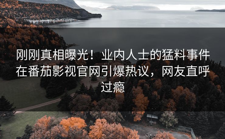 刚刚真相曝光！业内人士的猛料事件在番茄影视官网引爆热议，网友直呼过瘾
