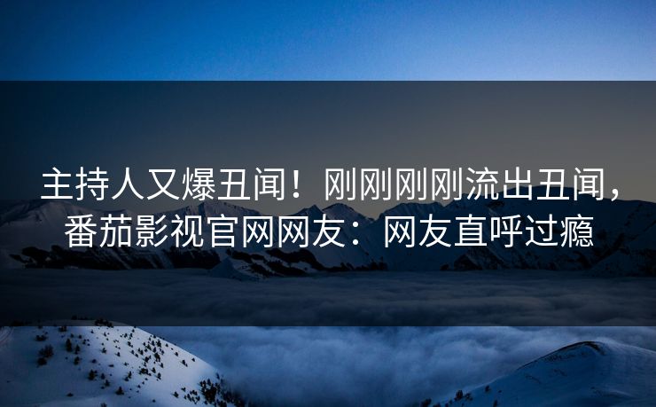 主持人又爆丑闻！刚刚刚刚流出丑闻，番茄影视官网网友：网友直呼过瘾