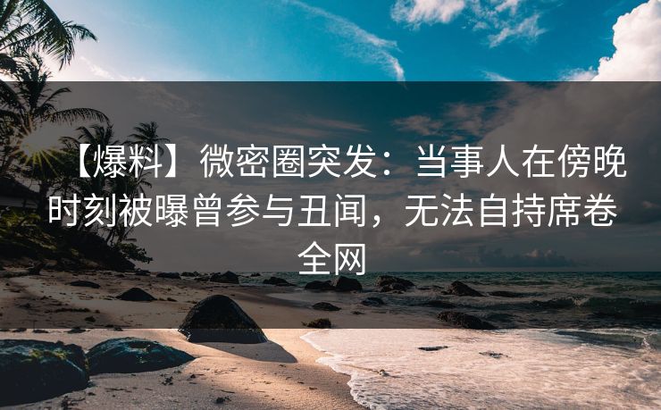 【爆料】微密圈突发：当事人在傍晚时刻被曝曾参与丑闻，无法自持席卷全网