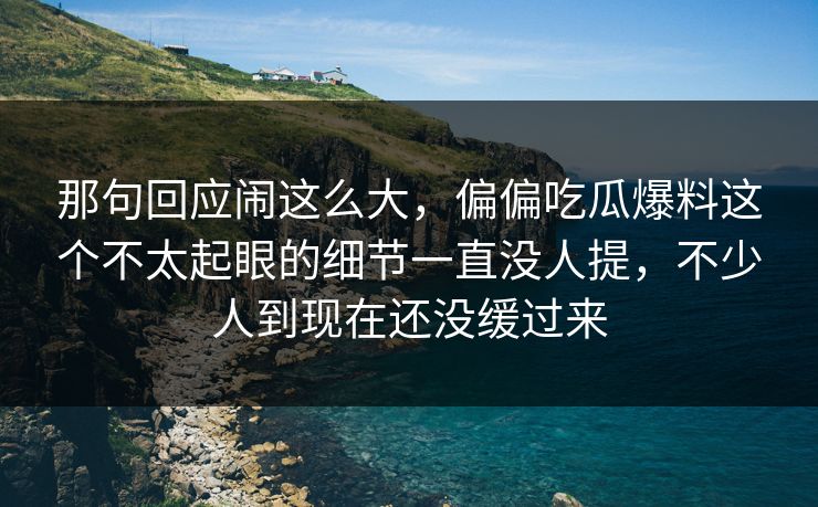 那句回应闹这么大,偏偏吃瓜爆料这个不太起眼的细节一直没人提,不少人到现在还没缓过来 那句回应闹这么大,偏偏吃瓜爆料这个不太起眼的细节一直没人提,不少人到现在还没缓过来
